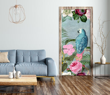 3D Parrot Rose Branch 11913 Andrea Haase Door Mural