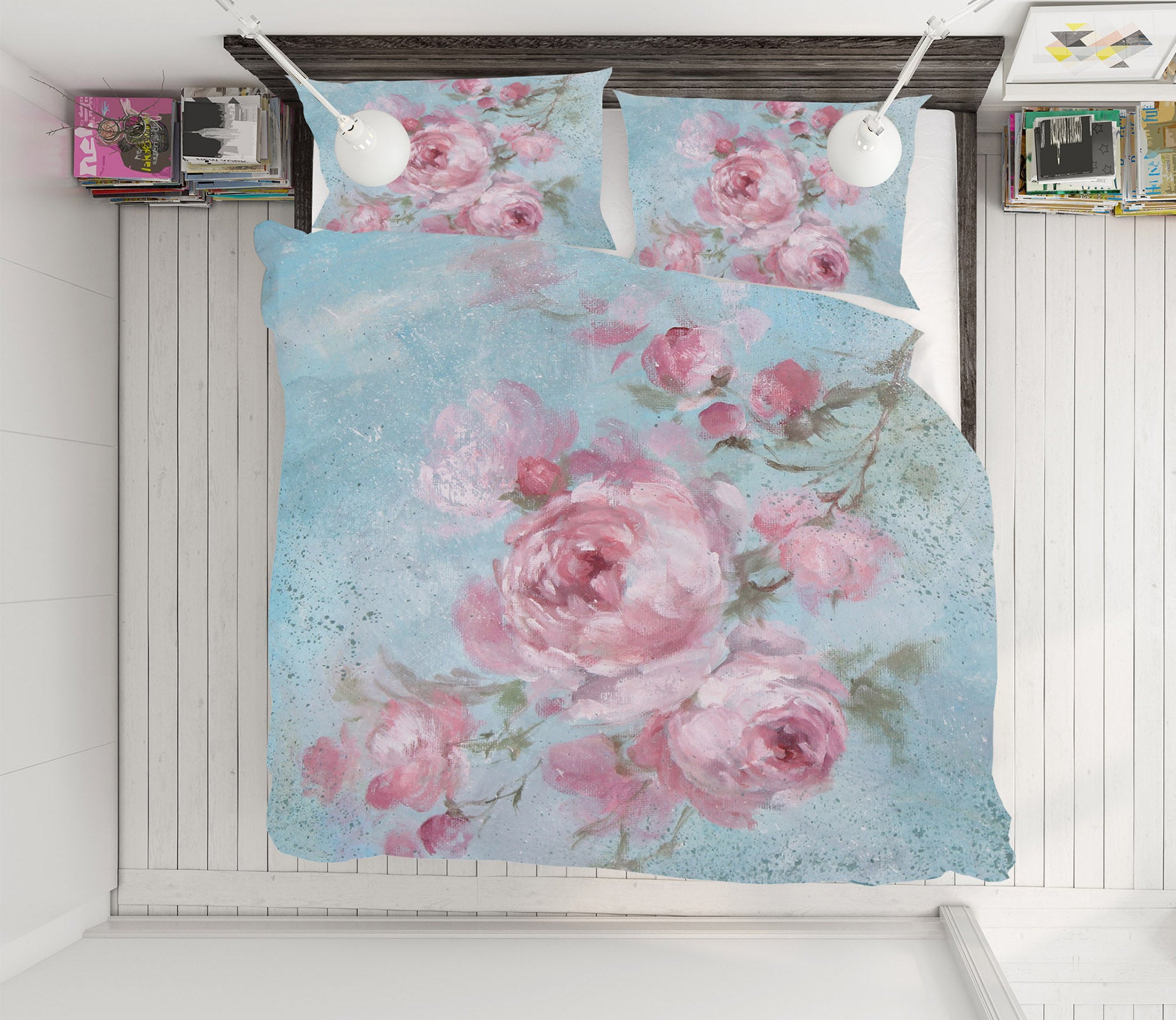 3D Pink Rose 2062 Debi Coules Bedding Bed Pillowcases Quilt