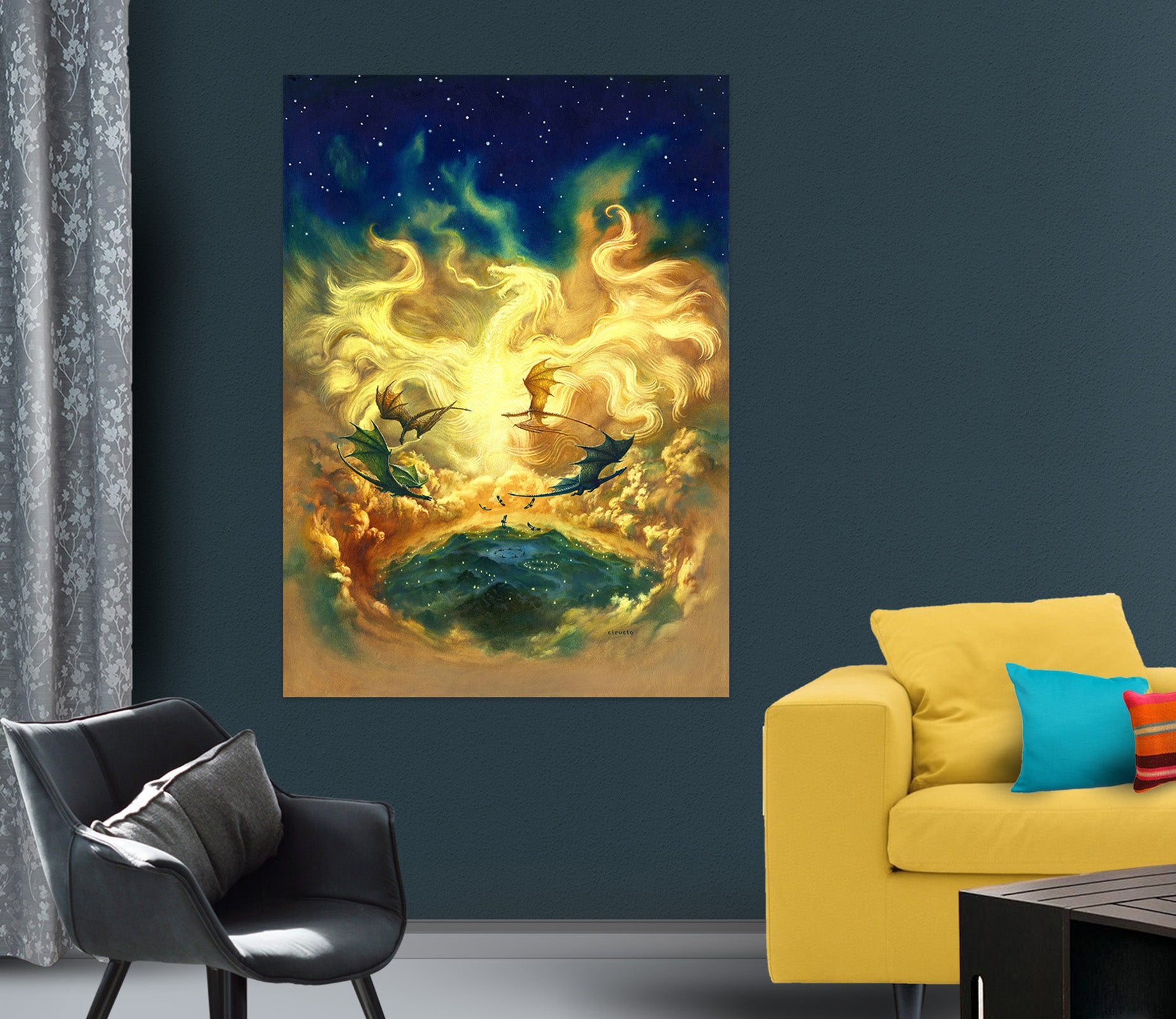 3D Golden Dragon Pattern 8133 Ciruelo Wall Sticker