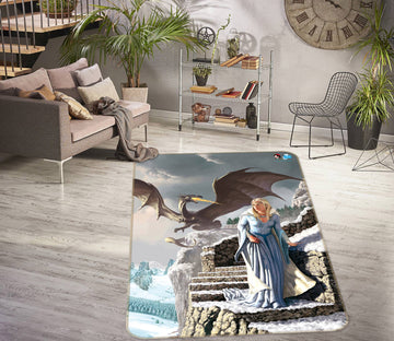 3D Dragon Stone Stairs People 6015 Ciruelo Rug Non Slip Rug Mat