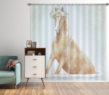3D Flower Horse Bathtub 3038 Debi Coules Curtain Curtains Drapes