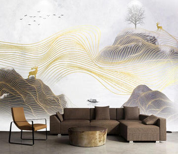 3D Golden Delicate Lines 2082 Wall Murals