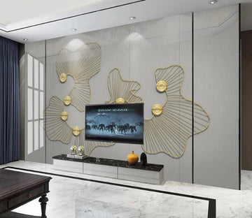 3D Gold Line Pattern 209 Wall Murals