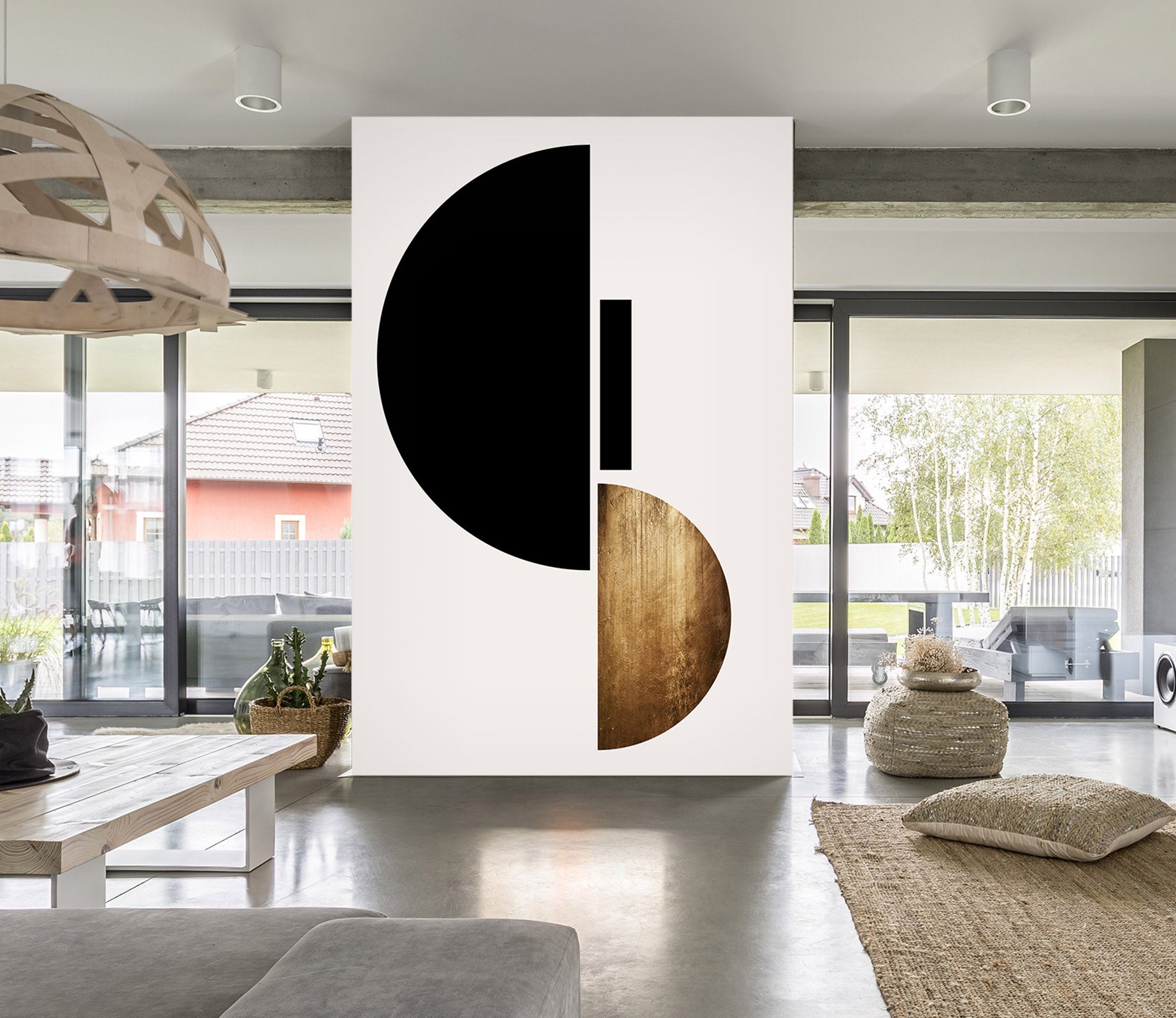 3D Black Semicircle 1510 Boris Draschoff Wall Mural Wall Murals