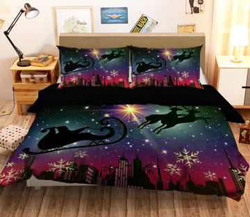 3D Starry Sky Snowflake Deer 31106 Christmas Quilt Duvet Cover Xmas Bed Pillowcases