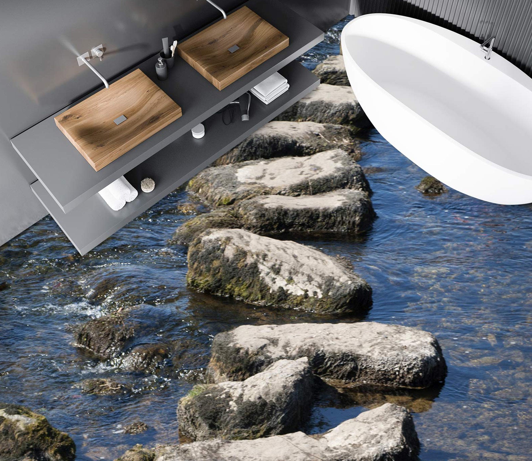 3D Natural Stone Road 1095 Floor Mural