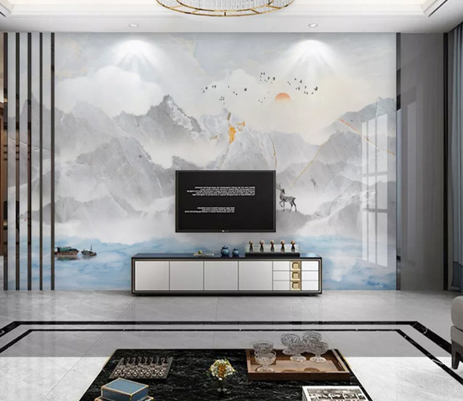 3D White Mountain Deer WC2170 Wall Murals