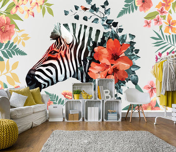 3D Zebra Flower WG170 Wall Murals