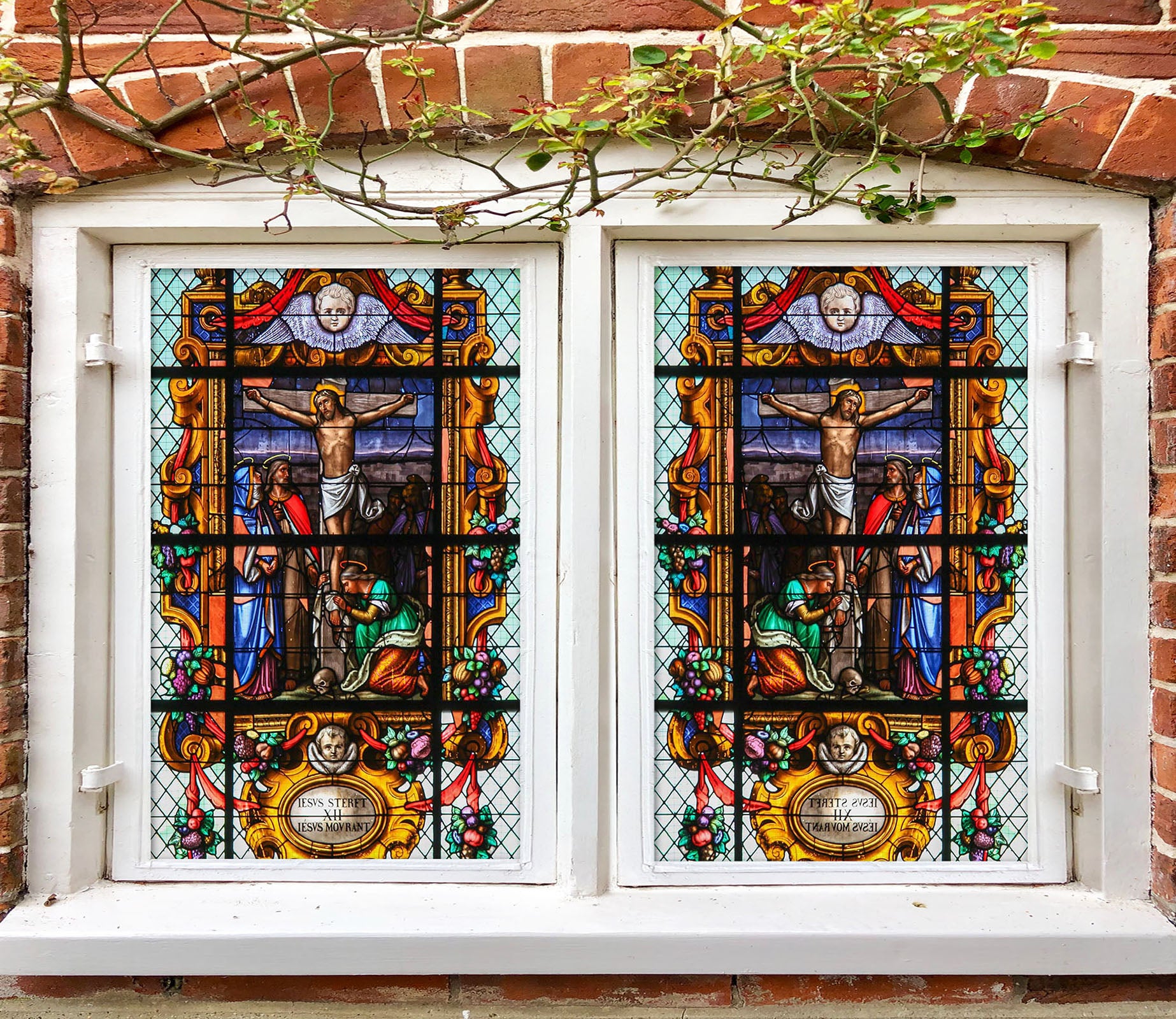 3D Christian Men 182 Window Film Print Sticker Cling Stained Glass UV Block