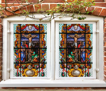 3D Christian Men 182 Window Film Print Sticker Cling Stained Glass UV Block