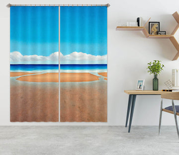 3D Seaside Beach 11026 Matthew Holden Bates Curtain Curtains Drapes