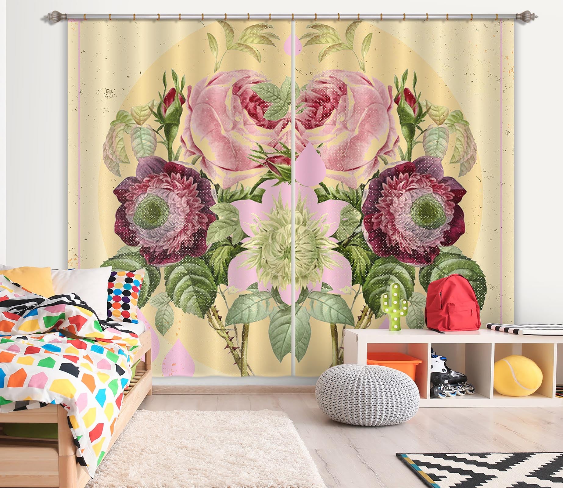 3D Bouquet 051 Showdeer Curtain Curtains Drapes