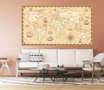 3D Sea Ship 288 World Map Wall Sticker
