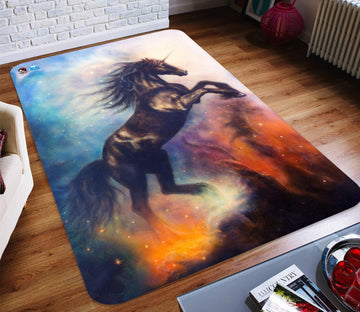 3D Jump Black Unicorn 88 Non Slip Rug Mat Mat AJ Creativity Home 
