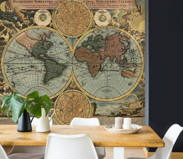 3D Painted Lines 2020 World Map Wall Murals