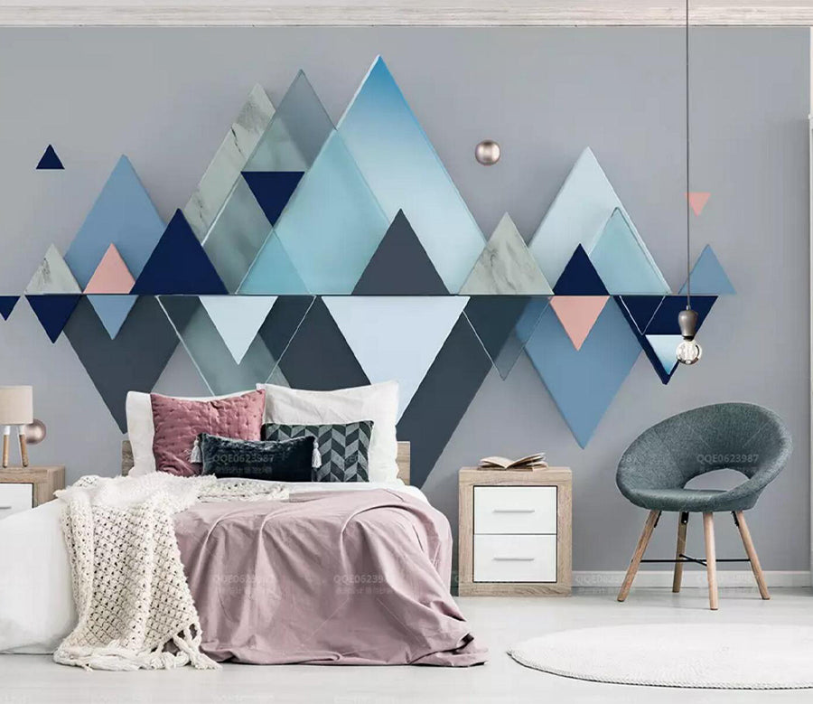 3D Blue Triangle WC541 Wall Murals