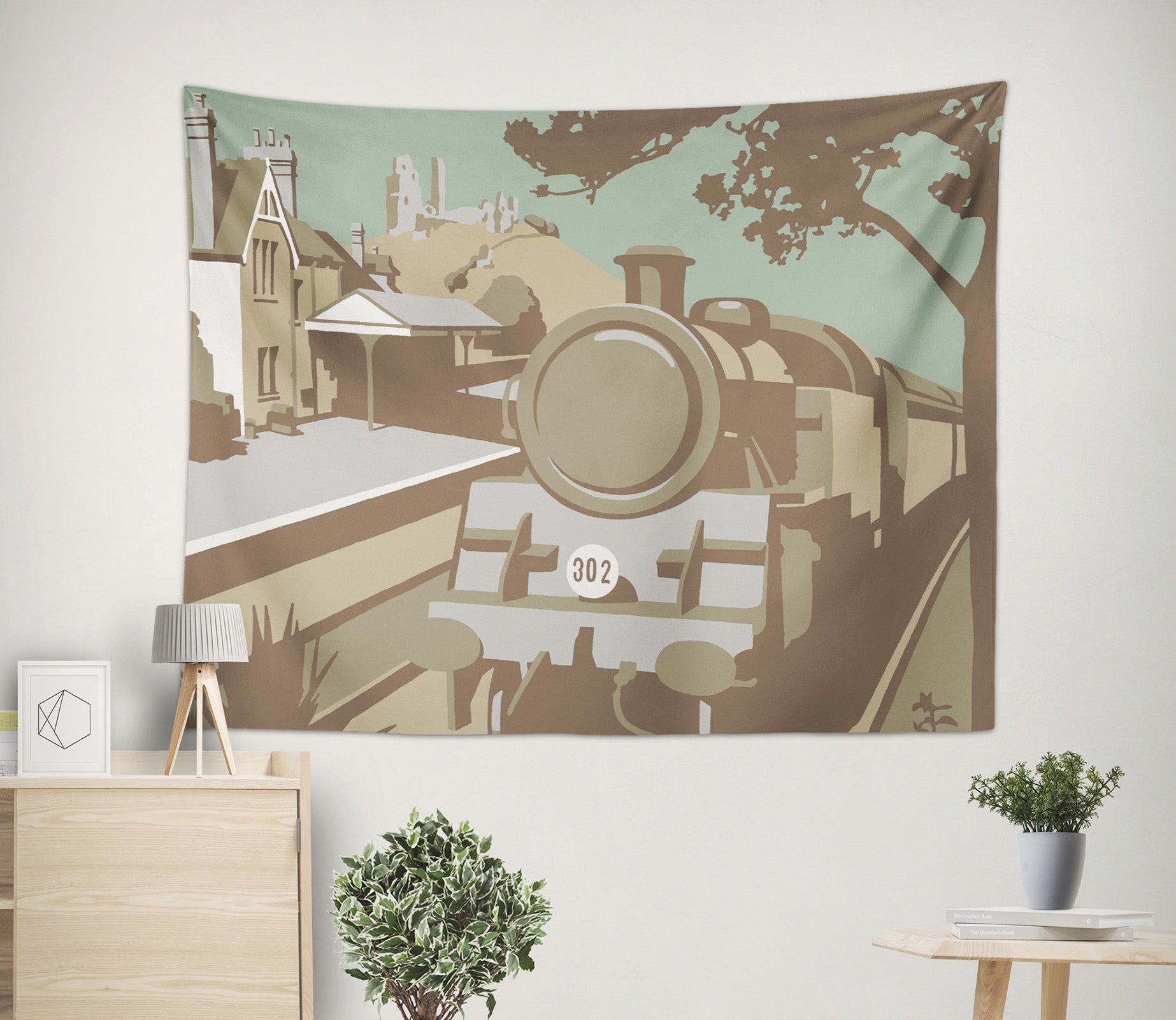 3D Retro Train 5309 Steve Read Tapestry Hanging Cloth Hang