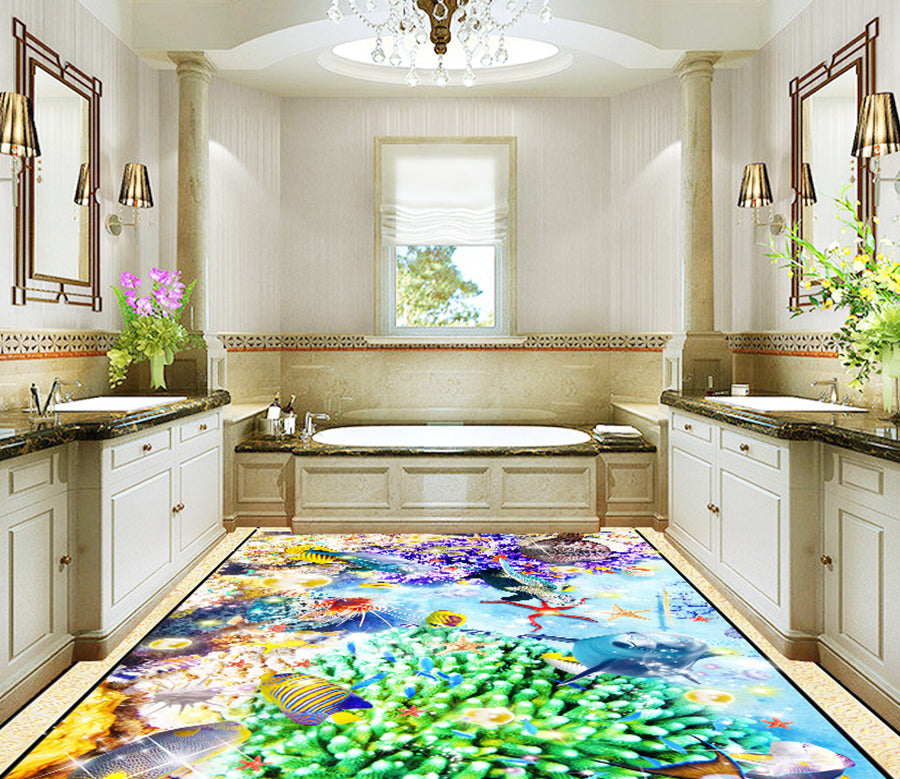 3D Beautiful Sea Water 617 Floor Mural  Wallpaper Murals Rug & Mat Print Epoxy waterproof bath floor