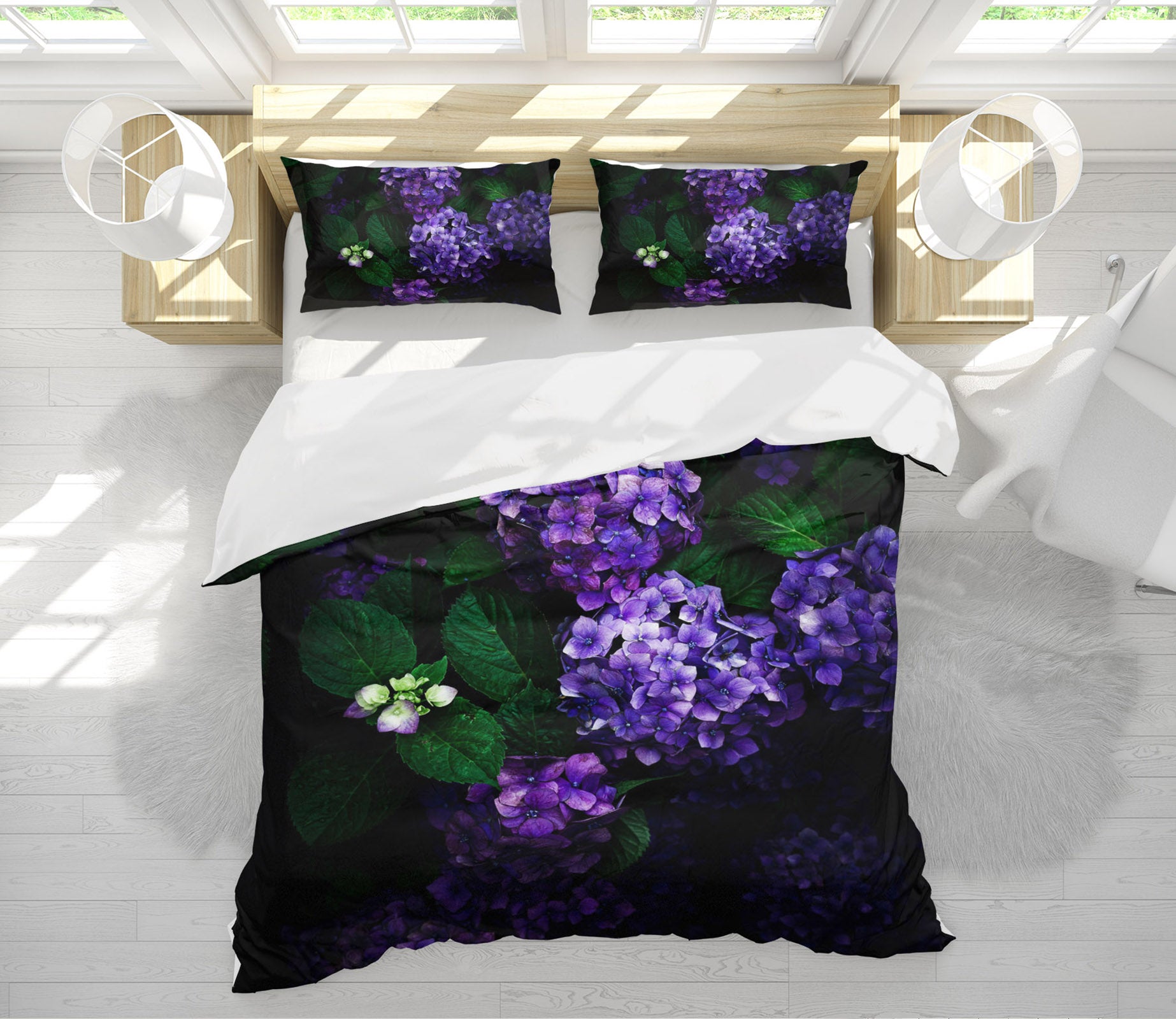 3D Purple Hydrangea 2009 Noirblanc777 Bedding Bed Pillowcases Quilt