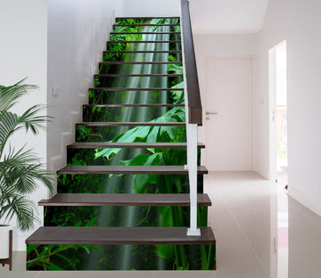 3D Wide Leaf And Waterfall 389 Stair Risers