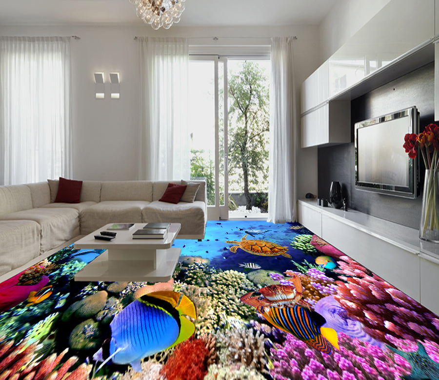 3D Seaweed Fish 555 Floor Mural  Wallpaper Murals Rug & Mat Print Epoxy waterproof bath floor