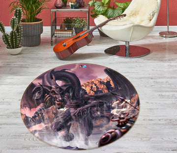 3D Dragon 4166 Tom Wood Rug Round Non Slip Rug Mat