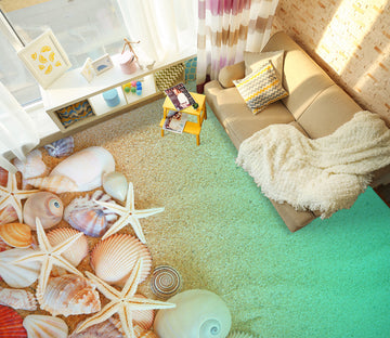 3D Starfish And Conch 100 Floor Mural  Wallpaper Murals Rug & Mat Print Epoxy waterproof bath floor
