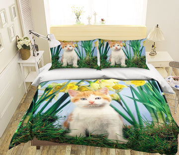3D Cat Chrysanthemum 1903 Bed Pillowcases Quilt