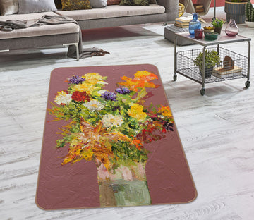 3D Color Flowers 3003 Allan P. Friedlander Rug Non Slip Rug Mat