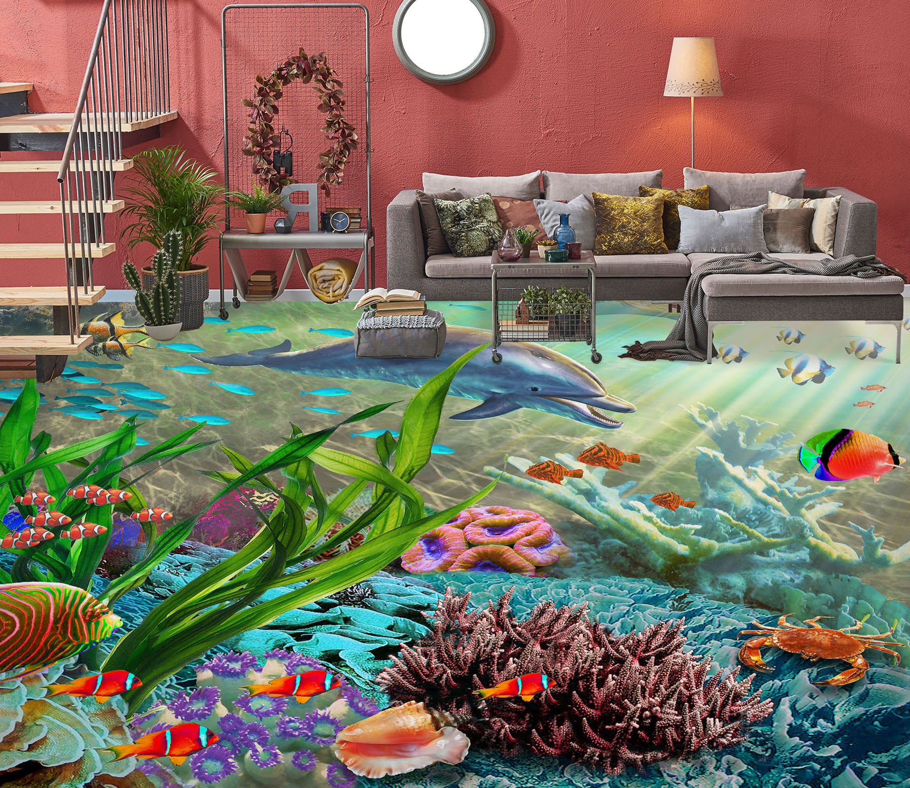 3D Seabed Seaweed Coral Fish 98166 Adrian Chesterman Floor Mural  Wallpaper Murals Self-Adhesive Removable Print Epoxy