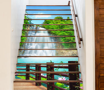 3D Beautiful Waterfall View 009 Stair Risers