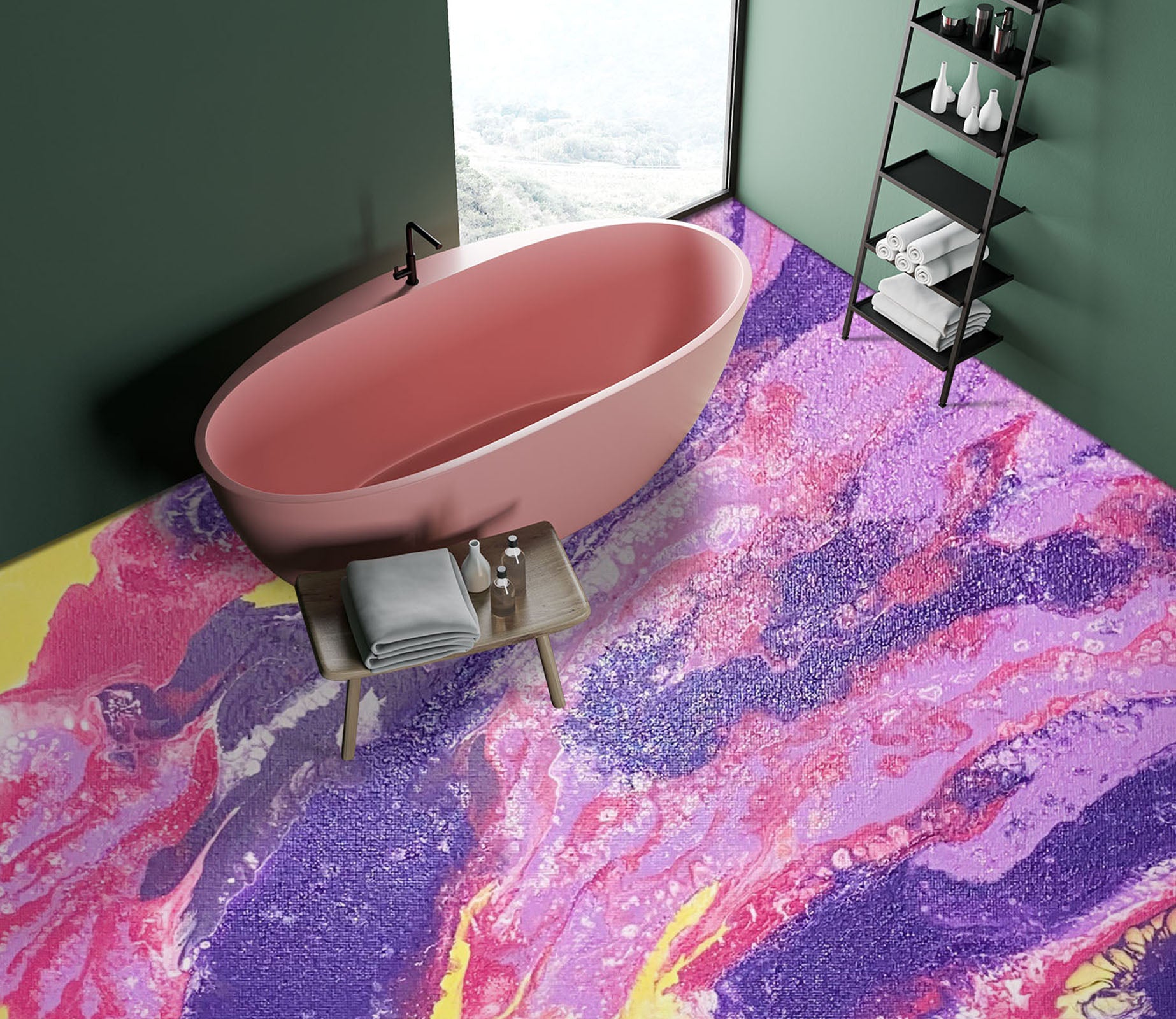 3D Purple Pink Pattern 98193 Valerie Latrice Floor Mural  Wallpaper Murals Self-Adhesive Removable Print Epoxy
