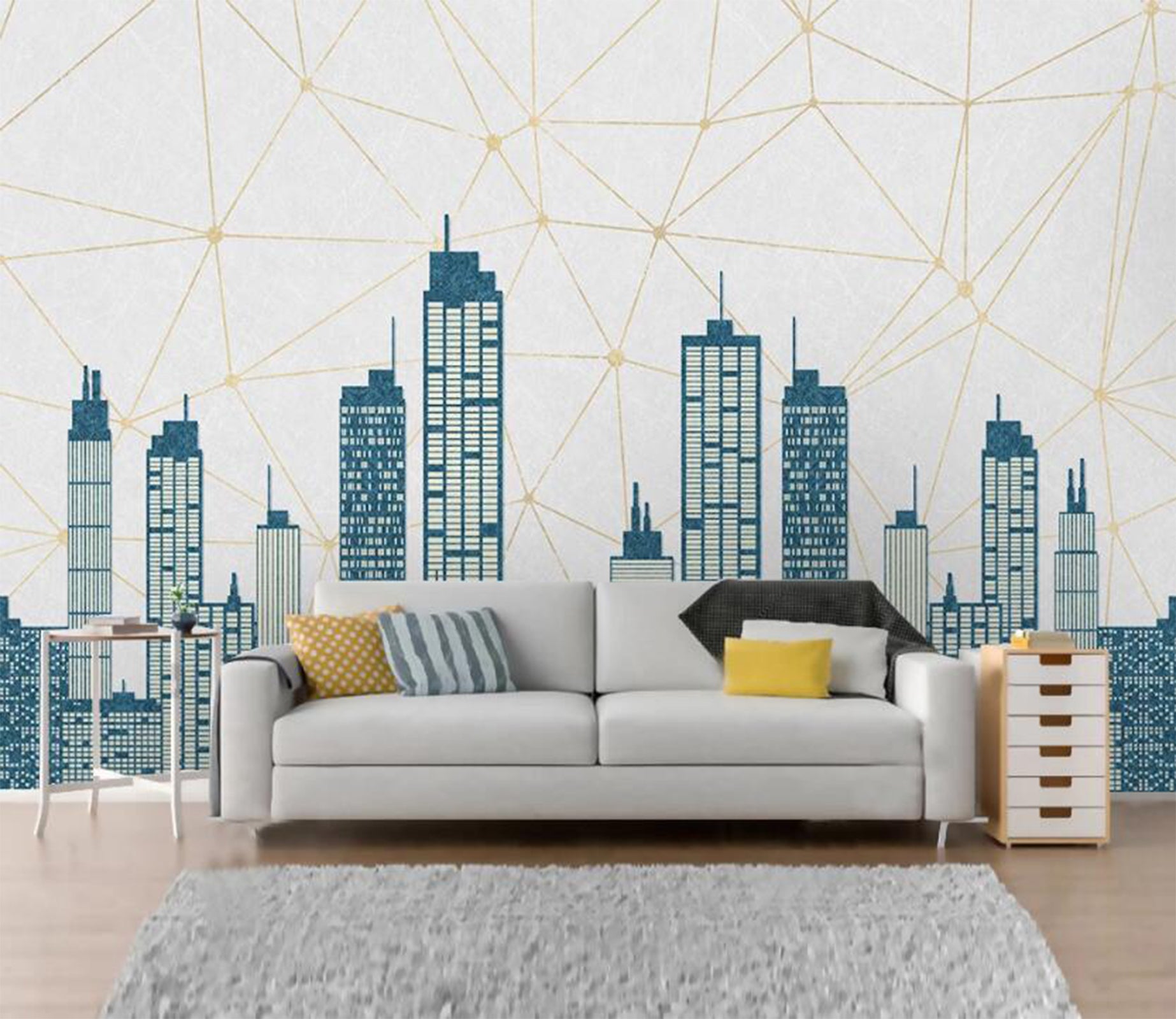 3D Tranquil Blue Buildings 2211 Wall Murals
