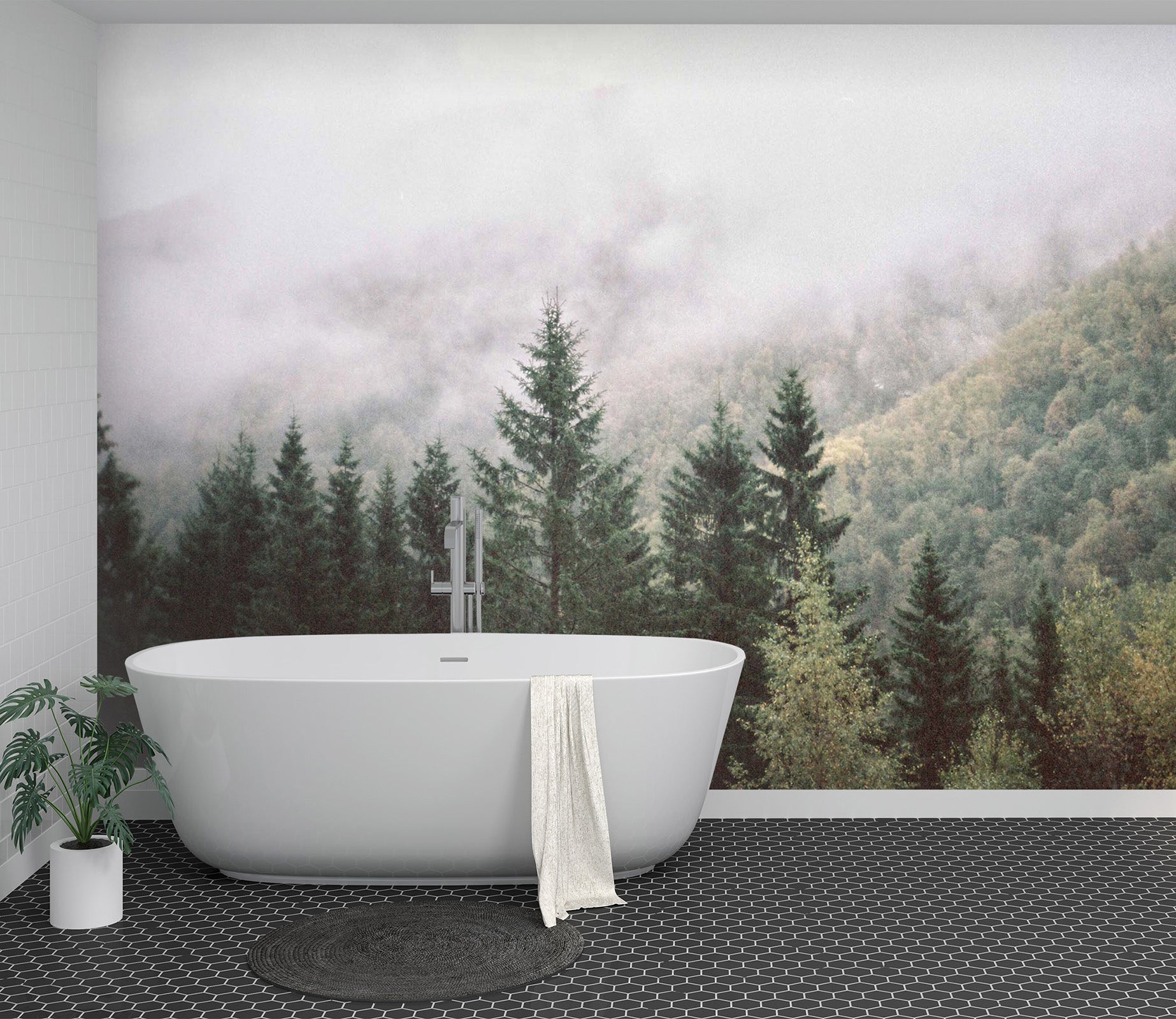 3D Morning Fog Forest 116 Wall Murals