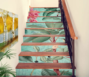 3D Leaves Pink Flowers 104117 Andrea Haase Stair Risers