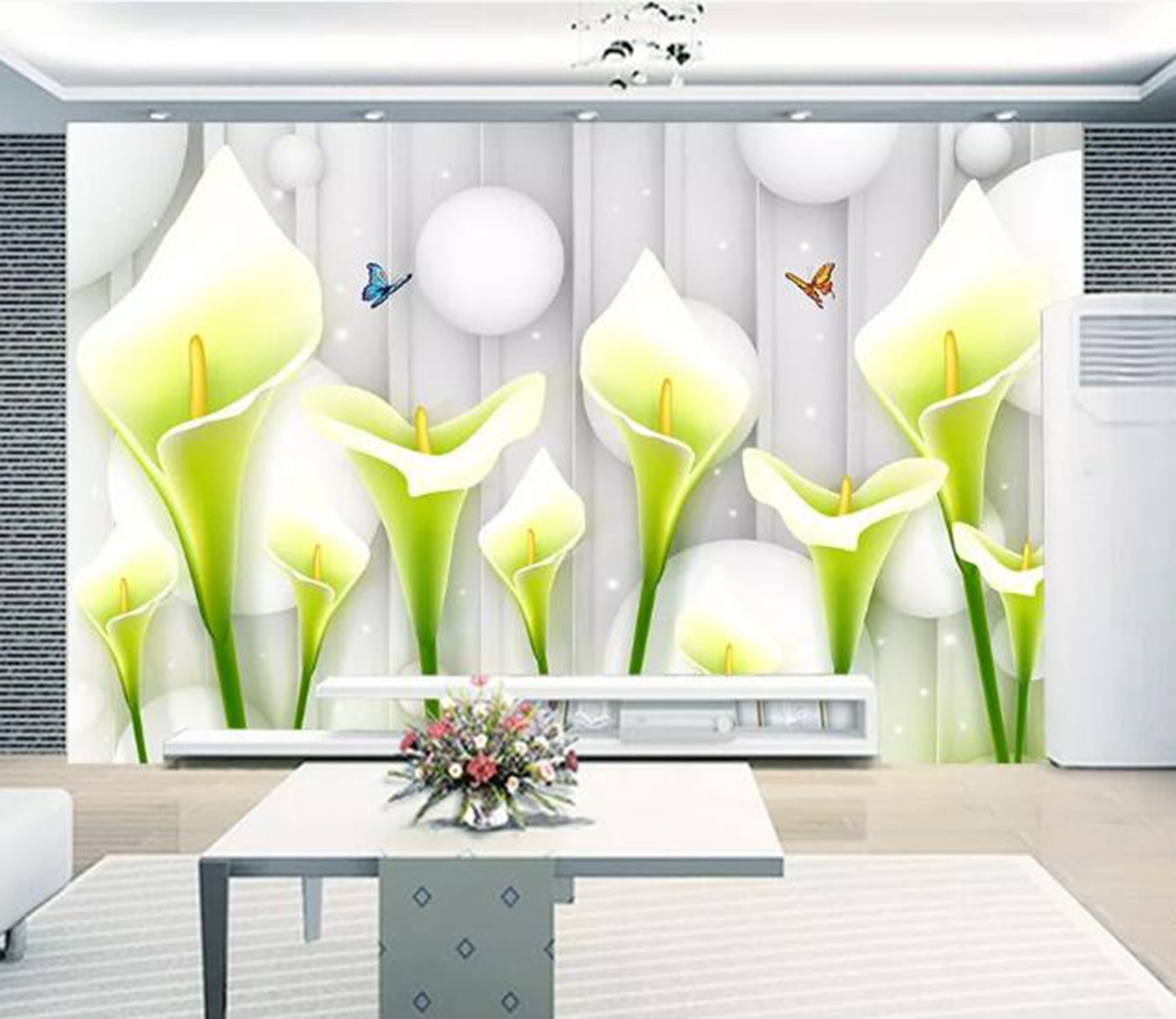 3D Lily Butterfly WC89 Wall Murals Wallpaper AJ Wallpaper 2 