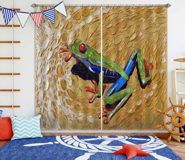 3D Toadly Awesome Frog 068 Dena Tollefson Curtain Curtains Drapes