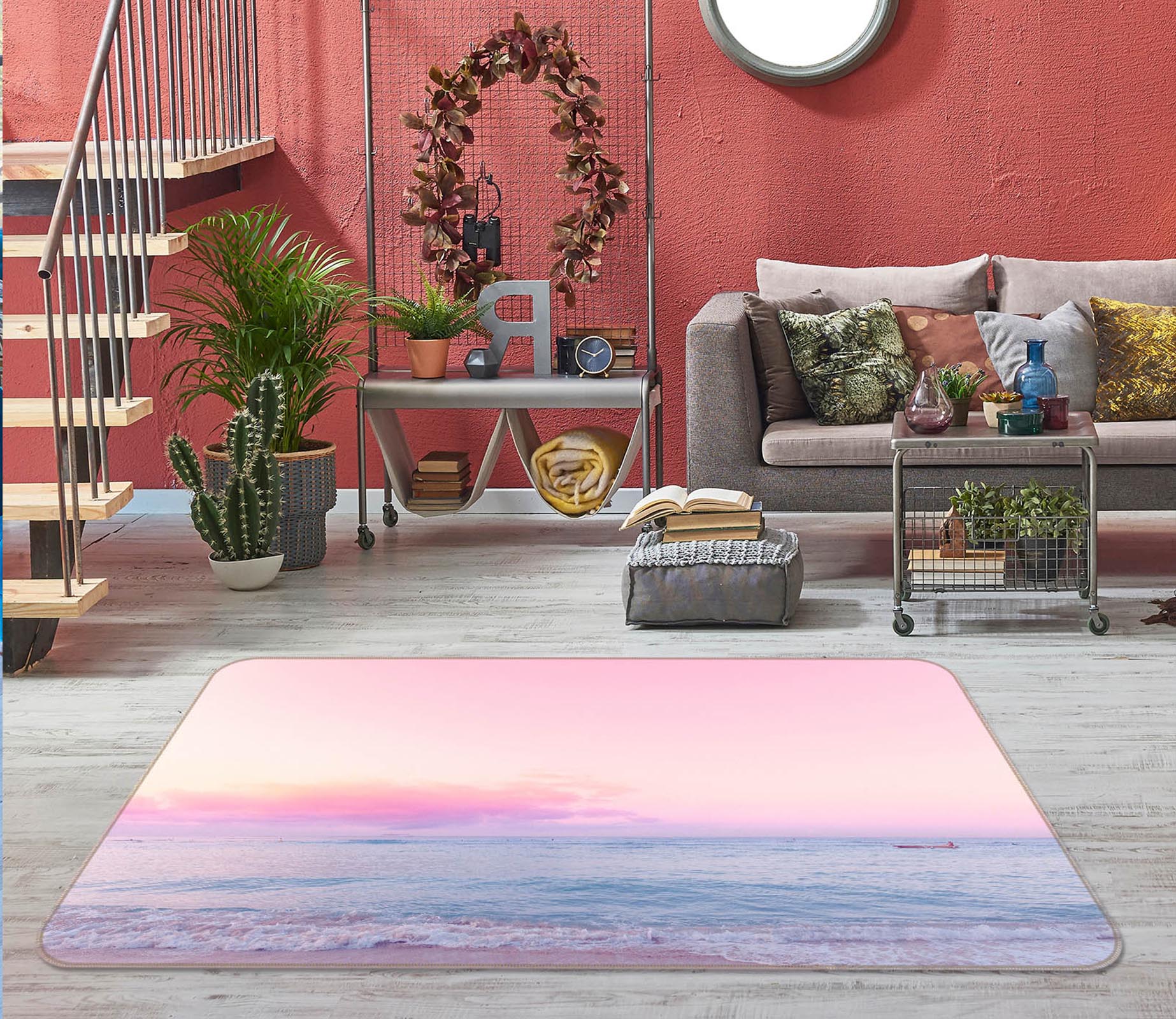 3D Pink Sky 1006 Noirblanc777 Rug Non Slip Rug Mat