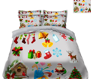 3D Emoji Christmas Pattern 31168 Christmas Quilt Duvet Cover Xmas Bed Pillowcases