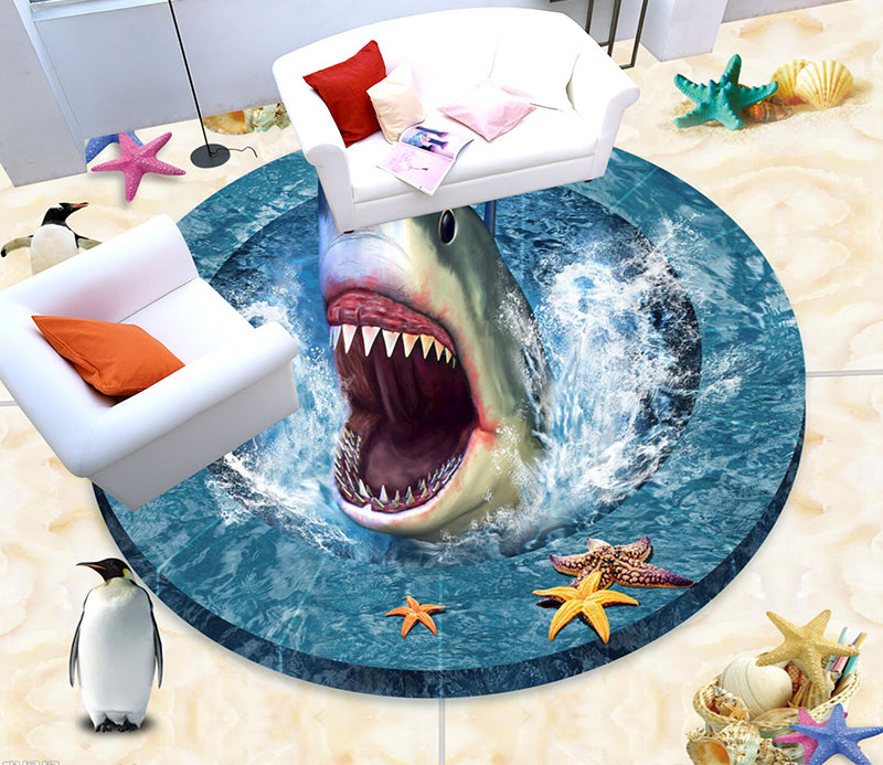 3D Shark Mouth 175 Floor Mural  Self-Adhesive Sticker Bathroom Non-slip Waterproof Flooring Murals