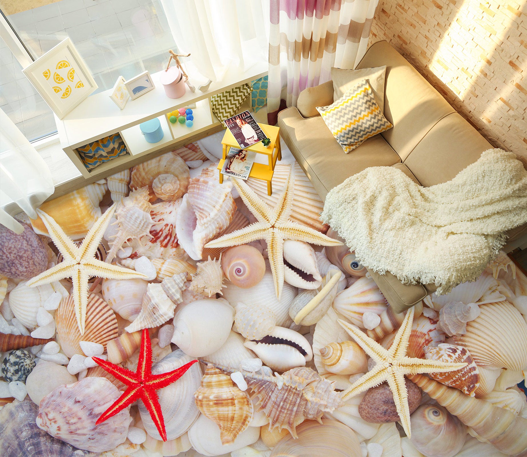 3D Happy Starfish 406 Floor Mural  Wallpaper Murals Rug & Mat Print Epoxy waterproof bath floor