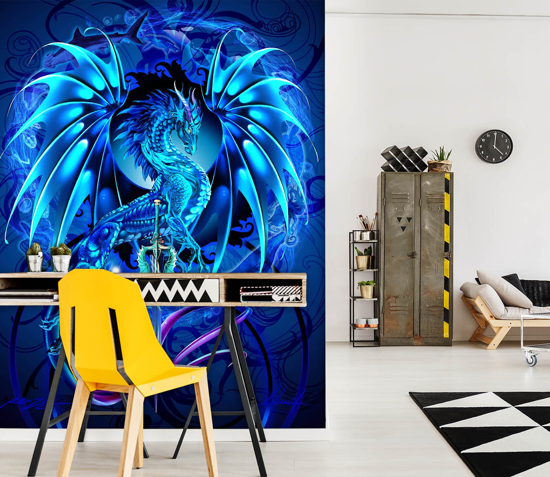 3D Blue Dragon 8140 Ruth Thompson Wall Mural Wall Murals