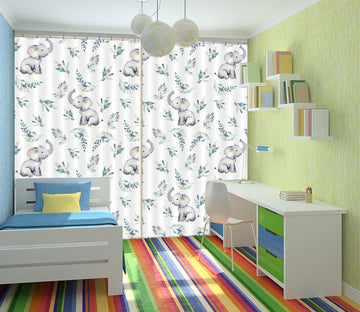 3D Elephant Flower 134 Uta Naumann Curtain Curtains Drapes