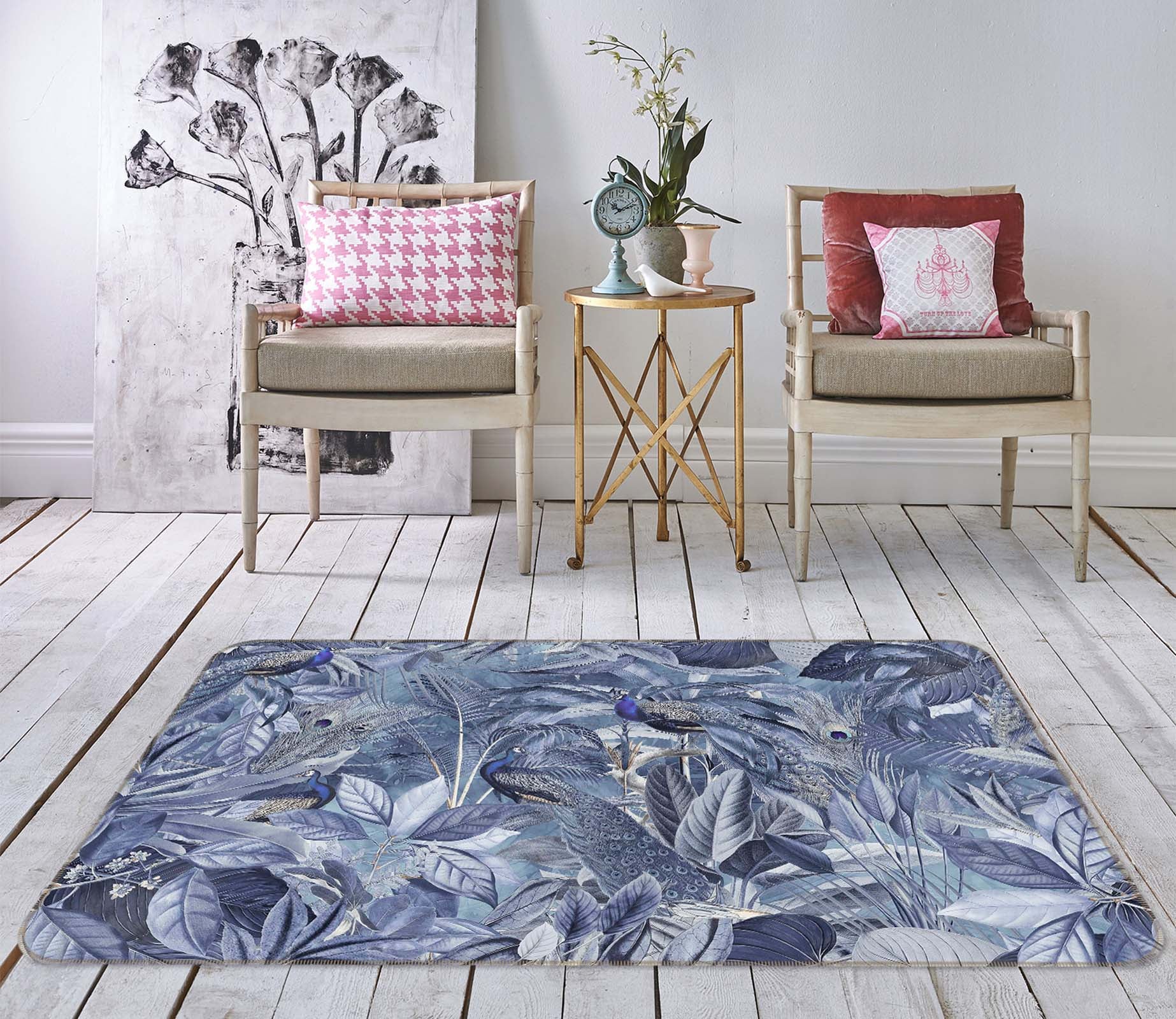 3D Night Leaves 1006 Andrea haase Rug Non Slip Rug Mat