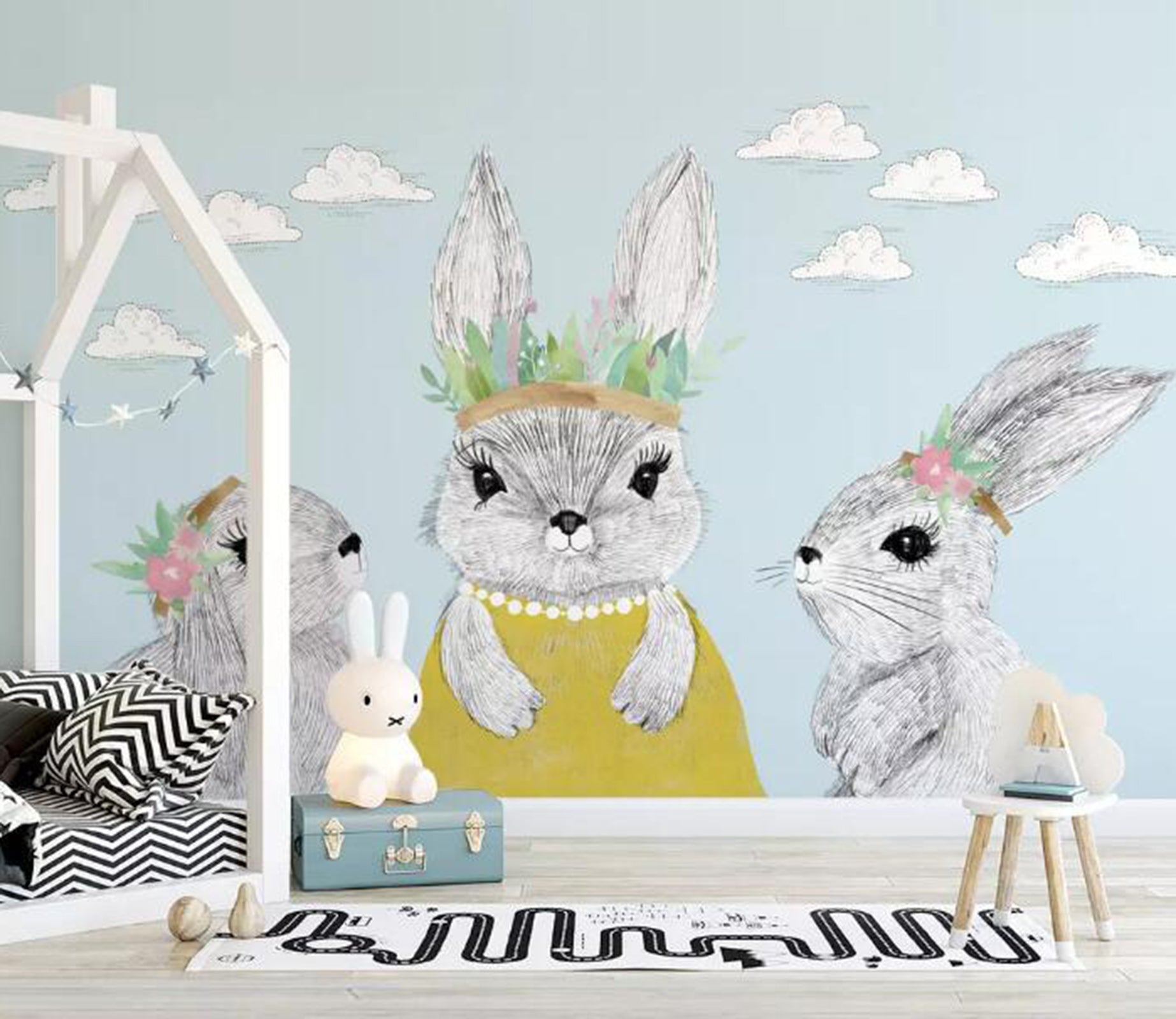 3D Cute Rabbit WG38 Wall Murals Wallpaper AJ Wallpaper 2 