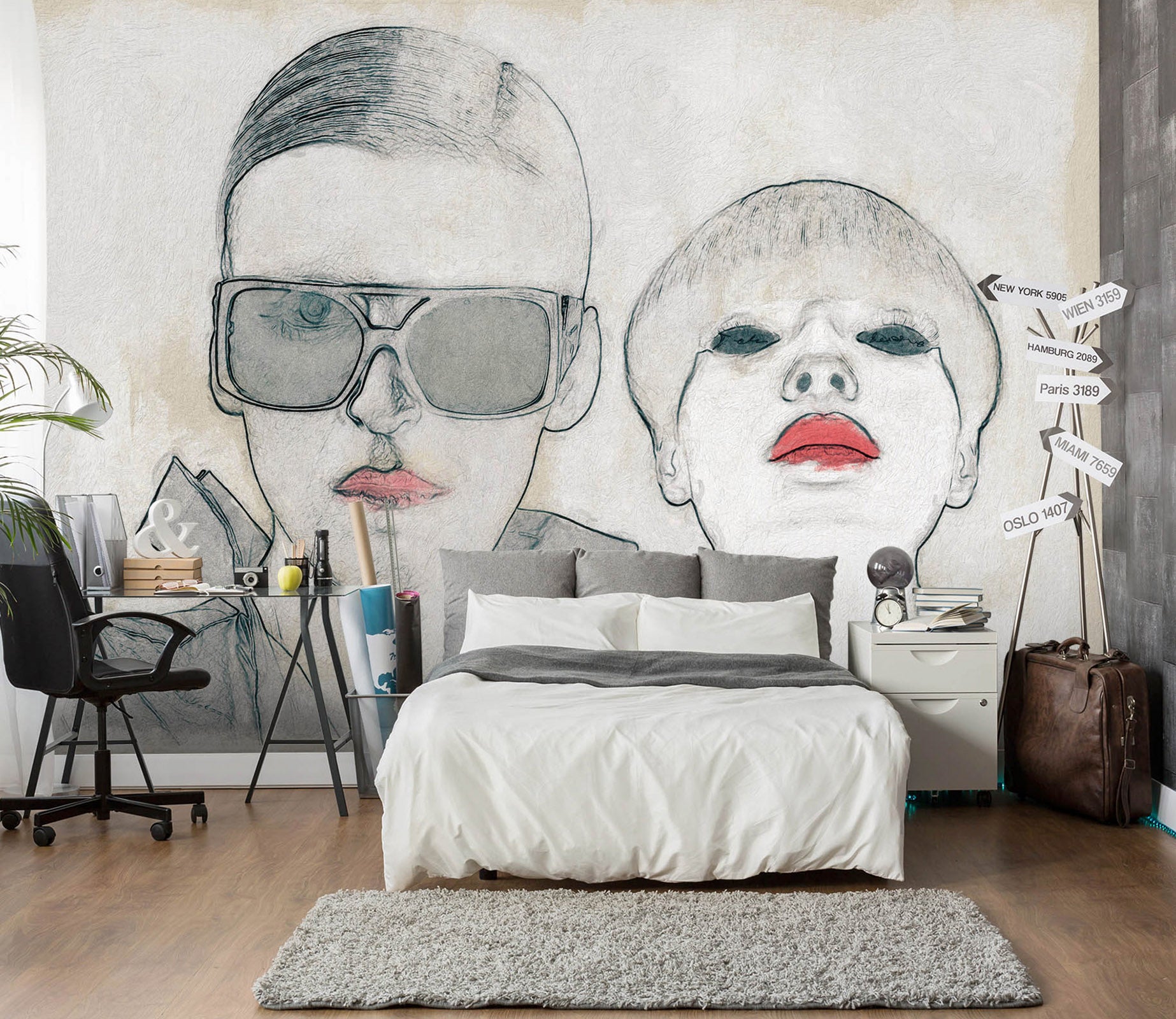 3D Glasses Red Lips 1414 Marco Cavazzana Wall Mural Wall Murals