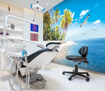 3D Coconut Tree Seagull 046 Wall Murals