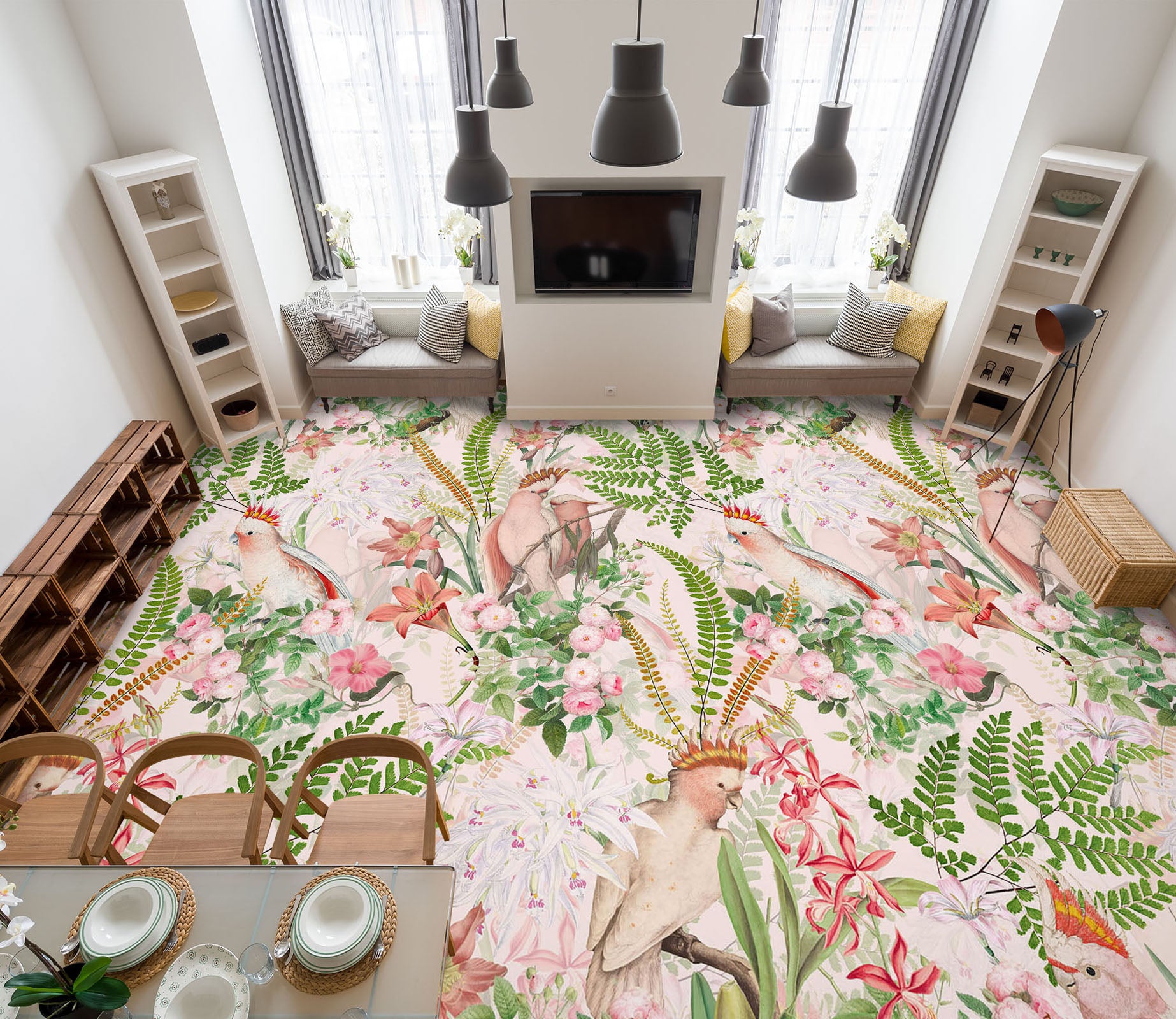 3D Leaves Flowers Bird 99202 Uta Naumann Floor Mural  Wallpaper Murals Self-Adhesive Removable Print Epoxy