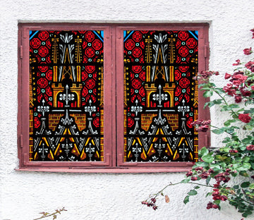 3D Golden Triangle Flower 203 Window Film Print Sticker Cling Stained Glass UV Block