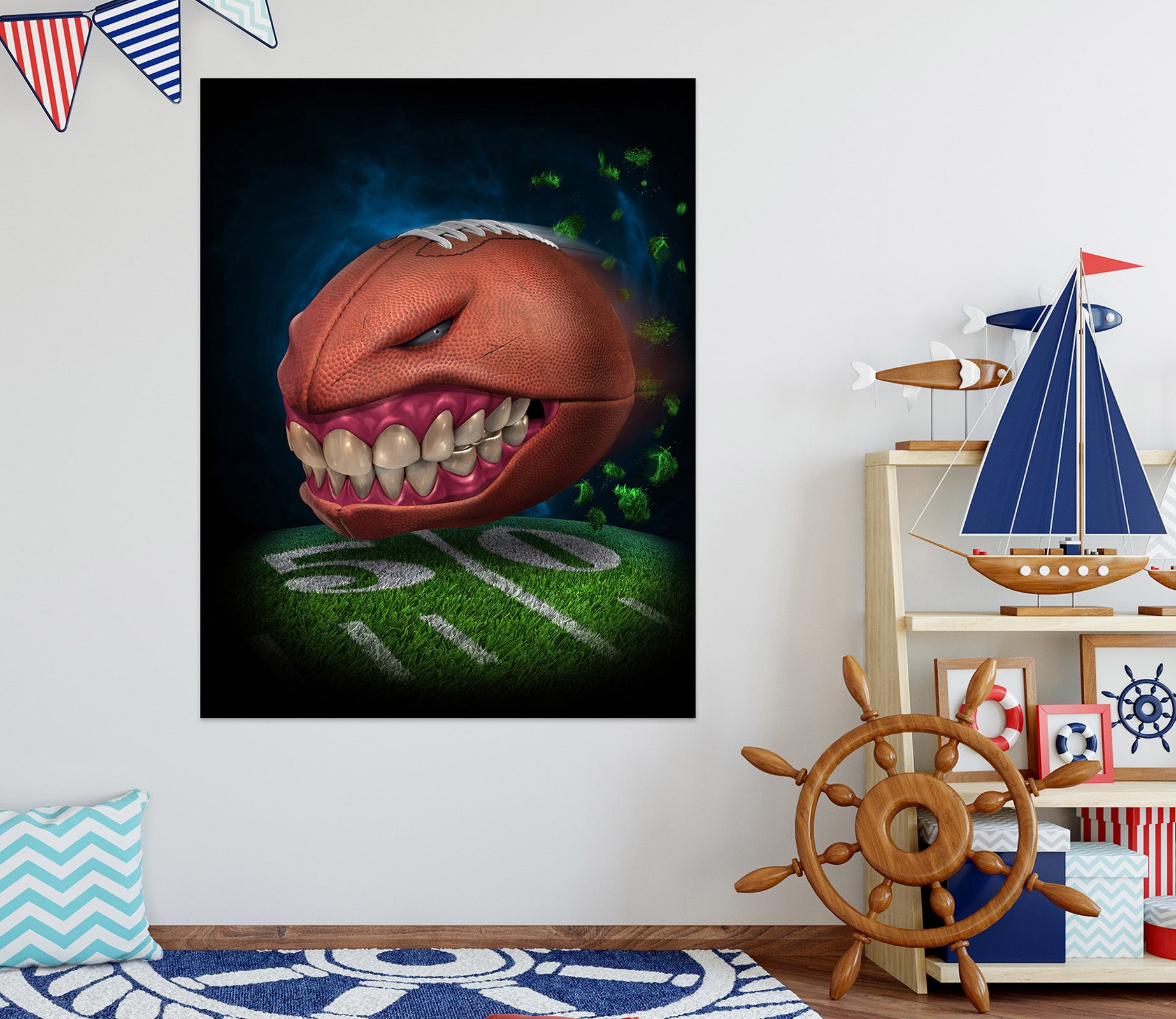 3D Teeth Football 5112 Tom Wood Wall Sticker